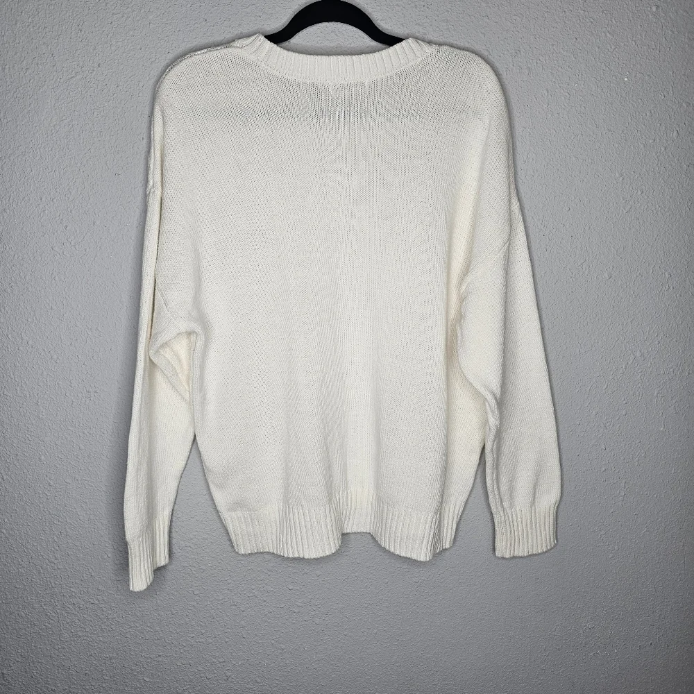 Calvin Klein Ivory Sweater Womens XL Cable Knit Preppy Luxury Logo Quiet Luxury‎ - Picture 7 of 11